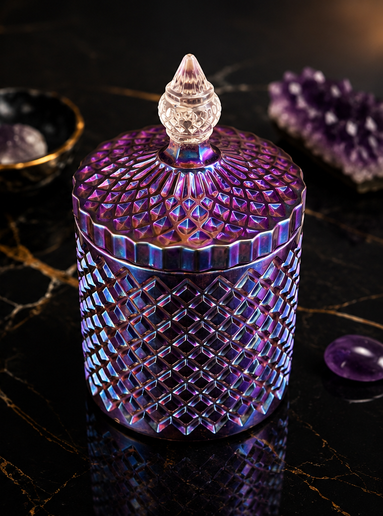 Amethyst Iridescent Resin Trinket Jar