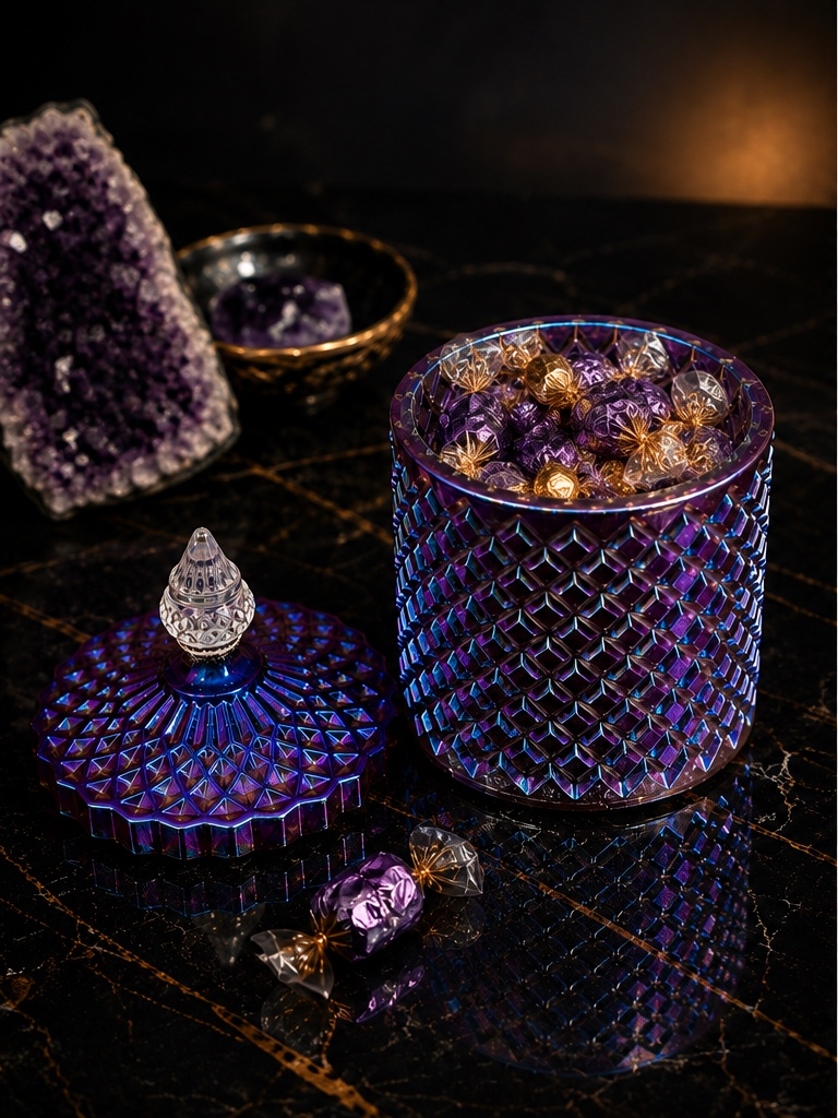 Amethyst Iridescent Resin Trinket Jar