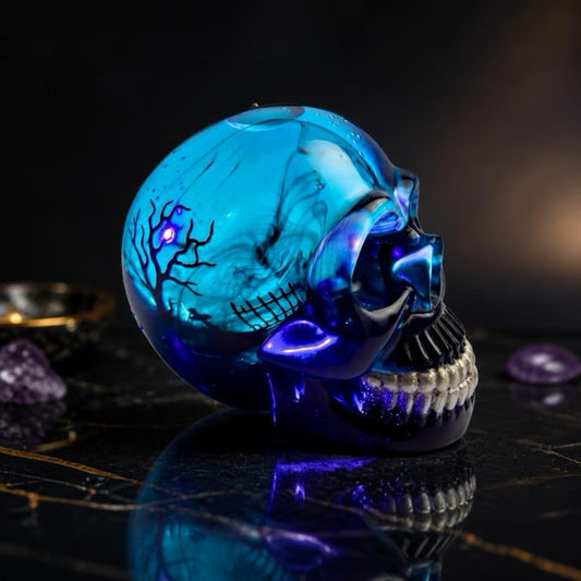 Haunted Graveyard Shaker (Snow Globe) Skull – Glow Resin Décor