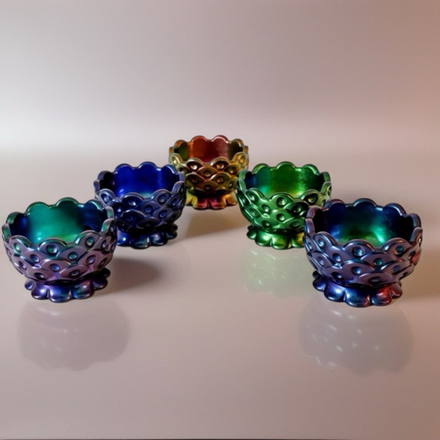 Iridescent Resin Trinket Dish – Lotus Jewelry Bowl