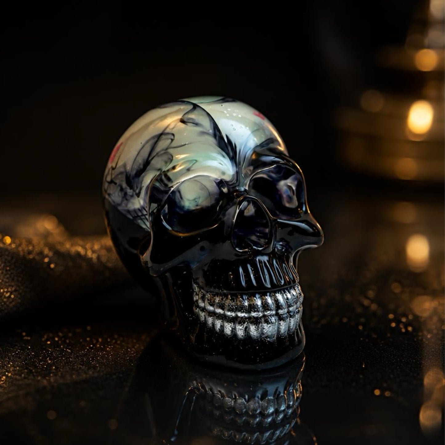 Haunted Graveyard Shaker (Snow Globe) Skull – Glow Resin Décor