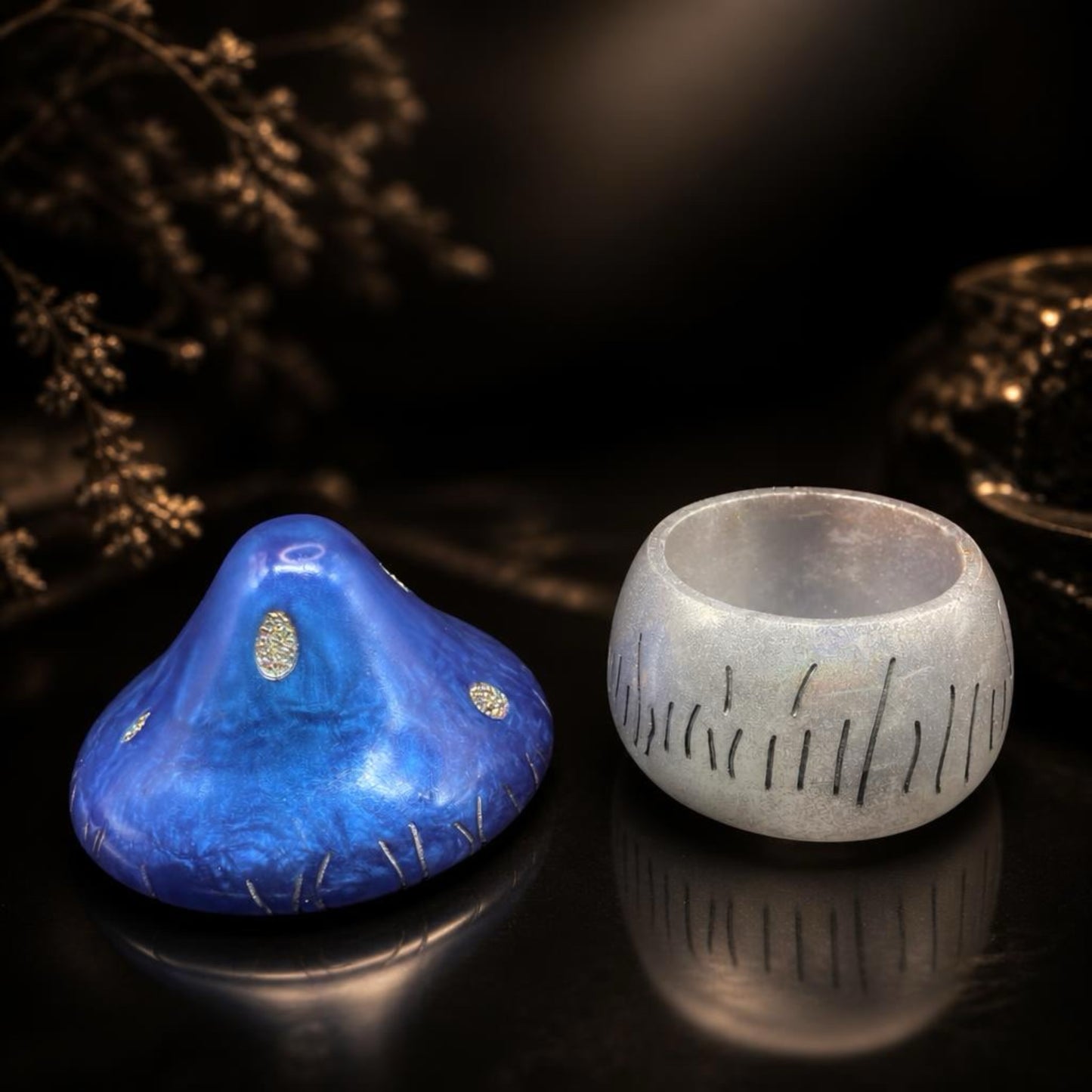 Whimsical Mushroom Trinket Dish Set – Handcrafted Resin Décor