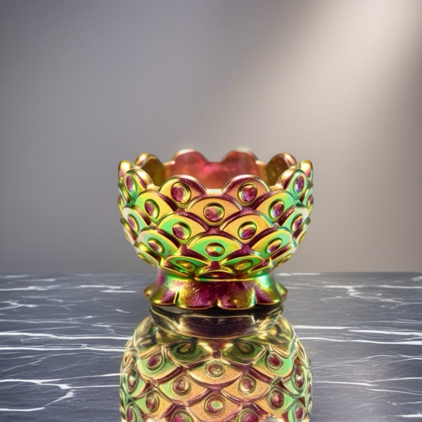 Iridescent Resin Trinket Dish – Lotus Jewelry Bowl