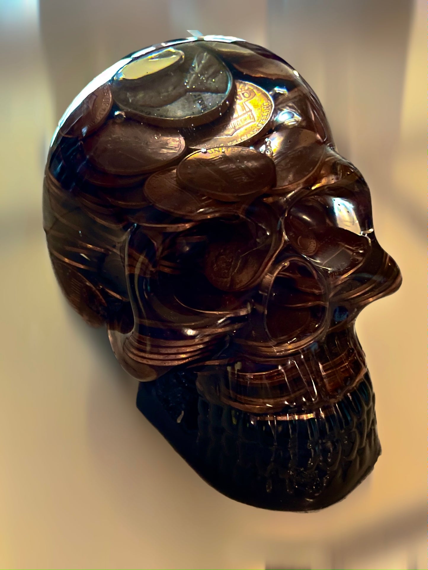 “Penny for Your Thoughts” Resin Skull