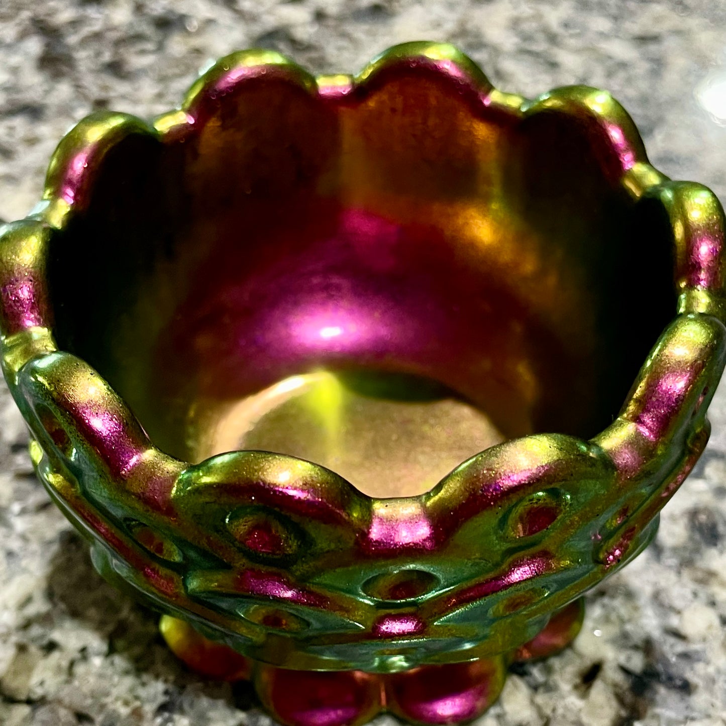 Iridescent Lotus Trinket Bowl – Handcrafted Resin Accent Dish